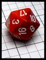 Dice : Dice - 20D - Chessex Half and Half Orange and Red Speckle with White Numerals - POD Aug 2015